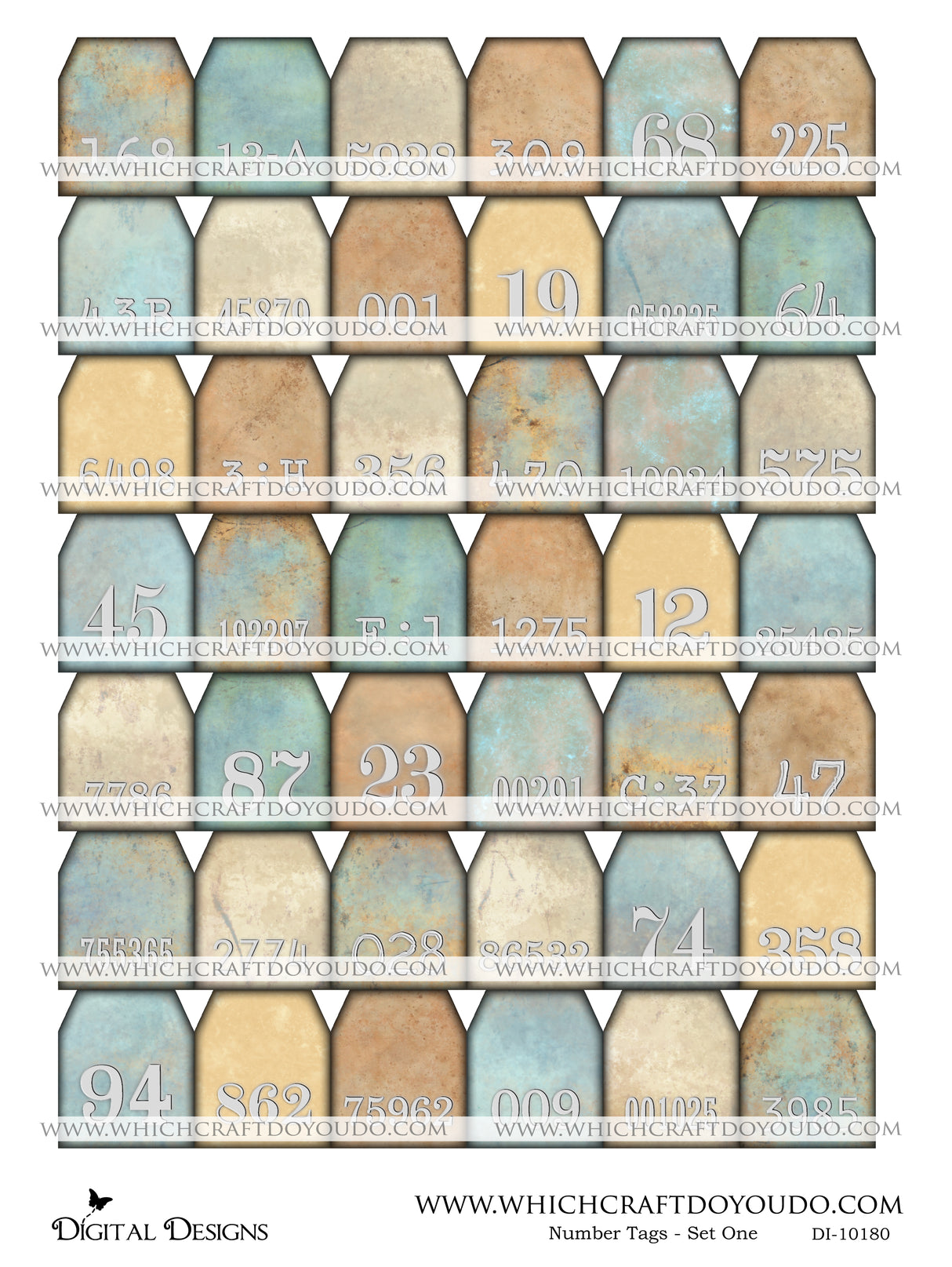 Number Tags - Set One - DI-10180 - Digital Download