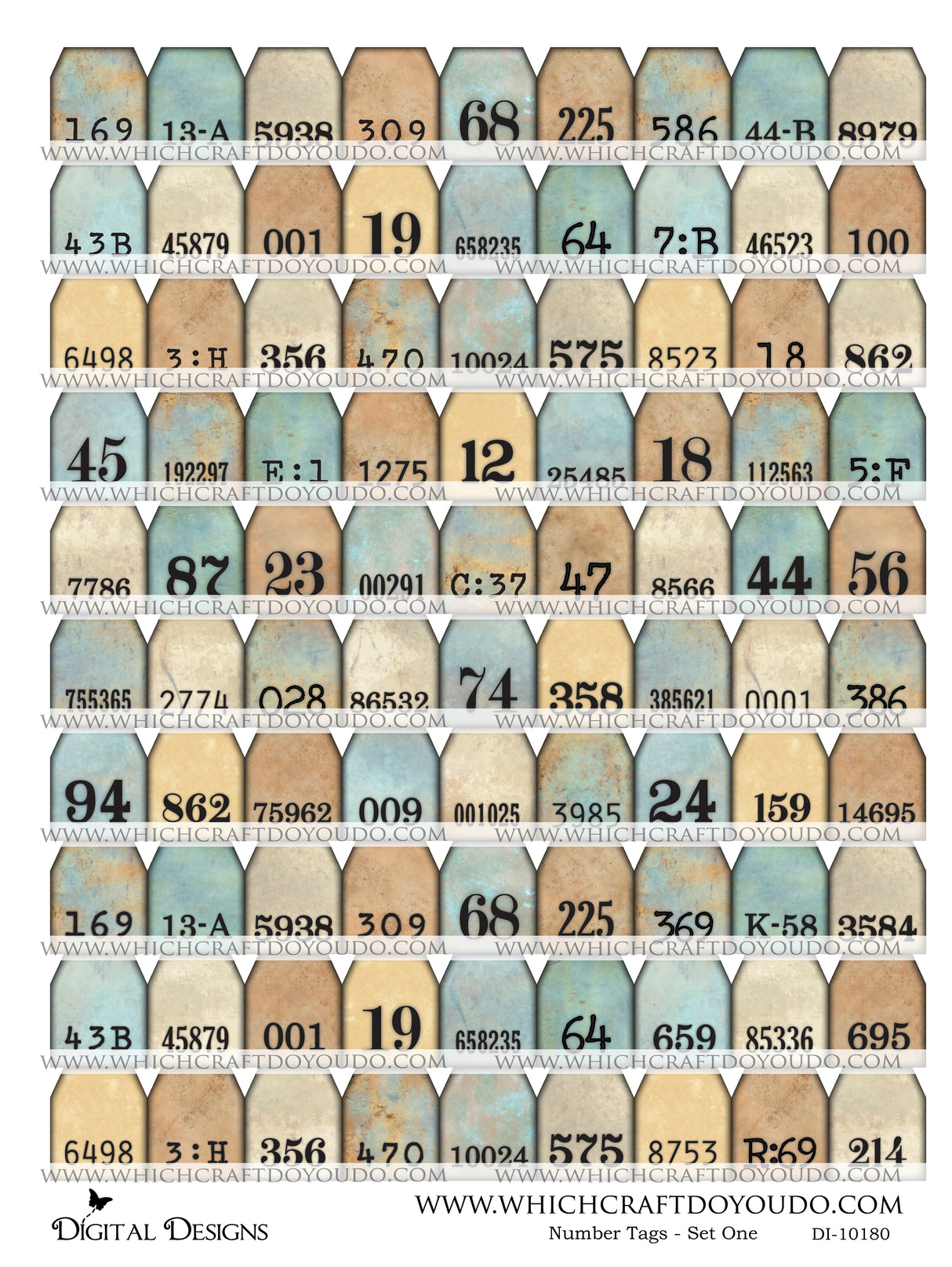 Number Tags - Set One - DI-10180 - Digital Download