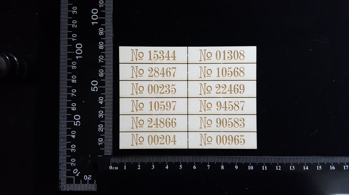 Laser Engraved Number Plates - Large - Set of 12 - White Chipboard