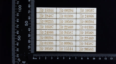 Laser Engraved Number Plates - Small - Set of 24 - White Chipboard