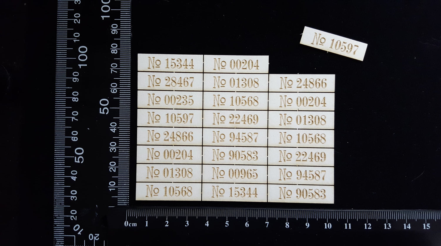 Laser Engraved Number Plates - Small - Set of 24 - White Chipboard