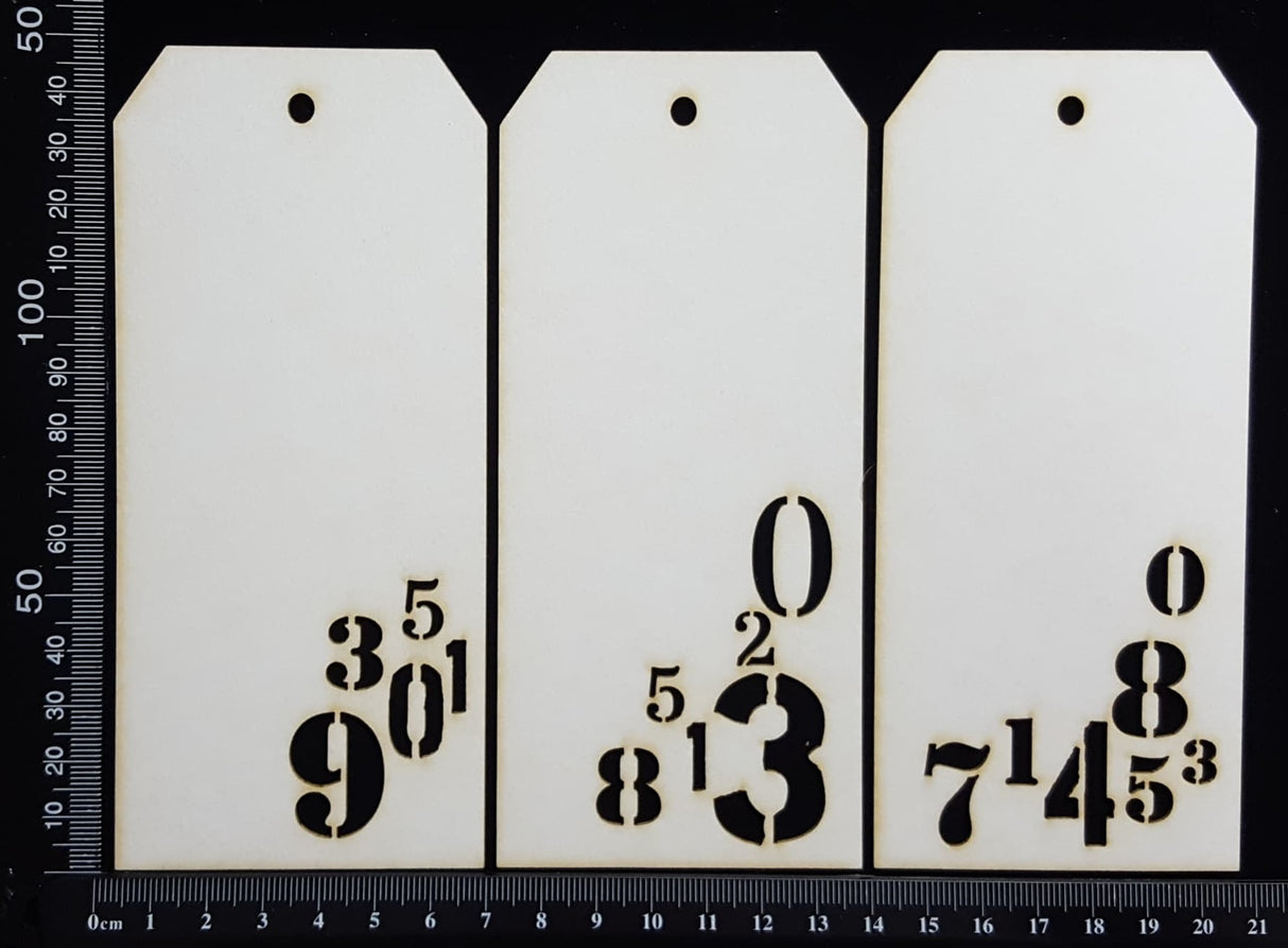 Number Tags - Medium - A - White Chipboard