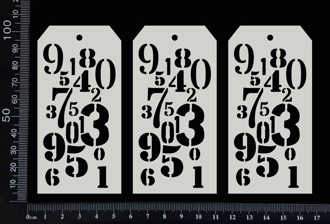 Numbers Tags Set - AA - Small - White Chipboard