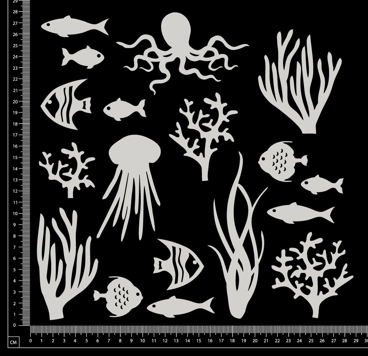 Ocean Elements Set - A - White Chipboard