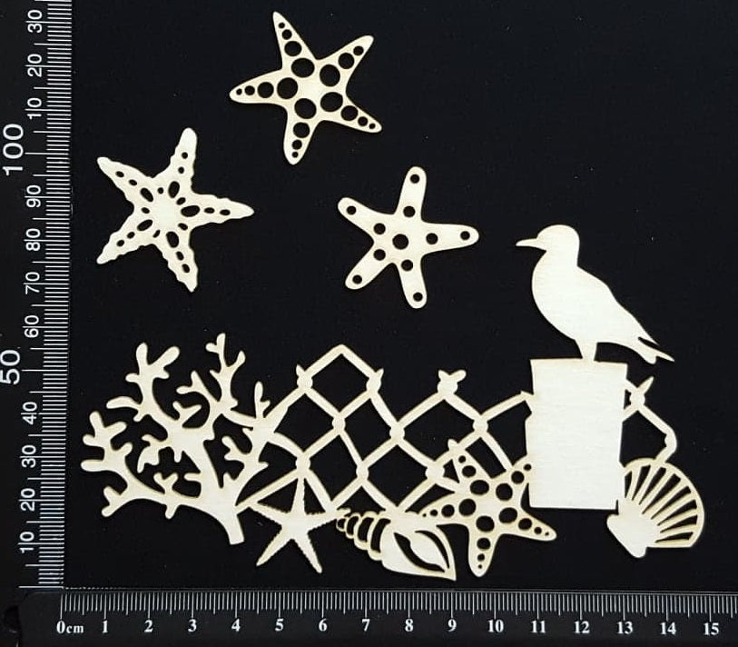 Ocean Border Set - C - White Chipboard