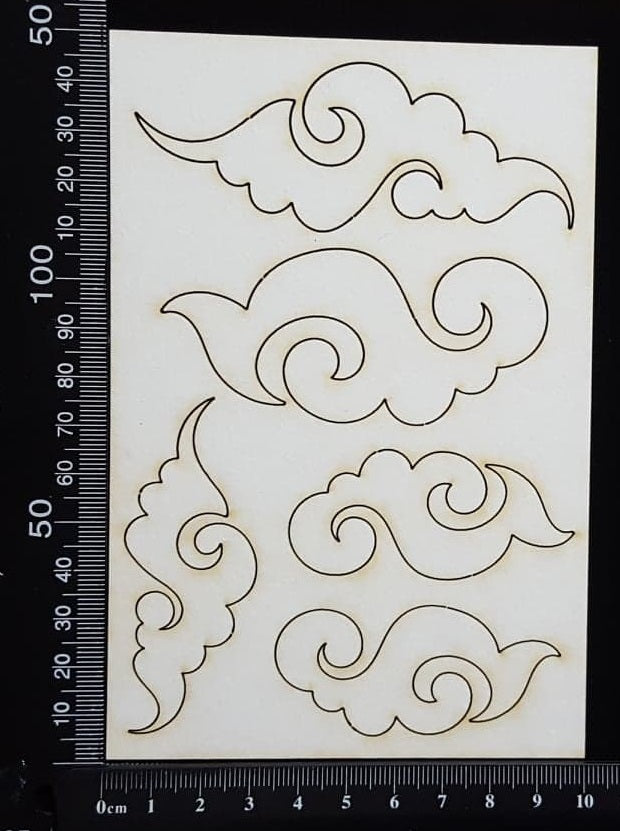 Oriental Clouds Set - White Chipboard