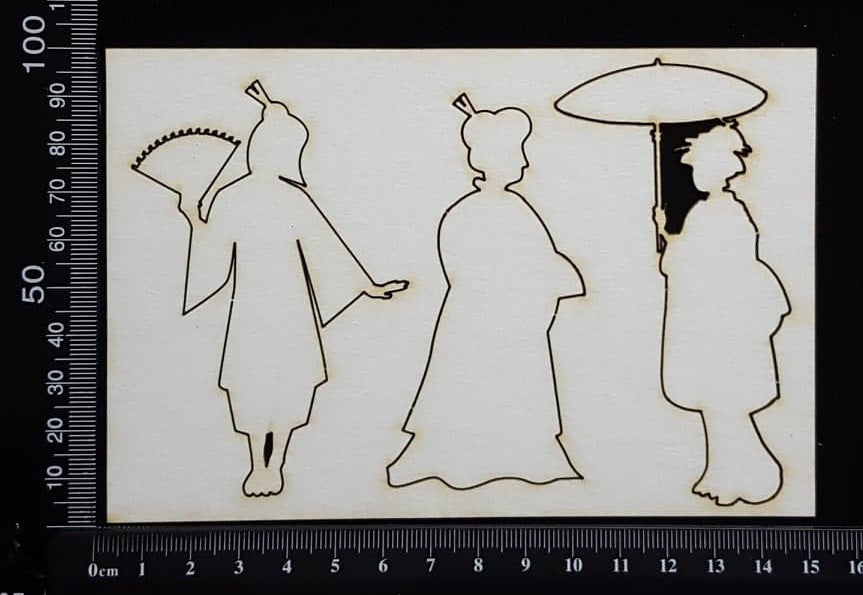 Oriental Lady Set - E - Small - White Chipboard