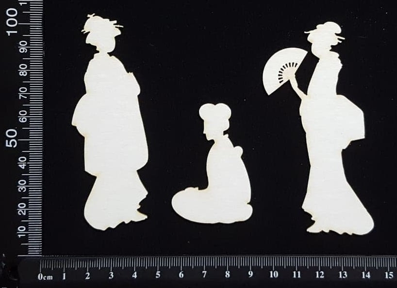 Oriental Lady Set - F - Small - White Chipboard