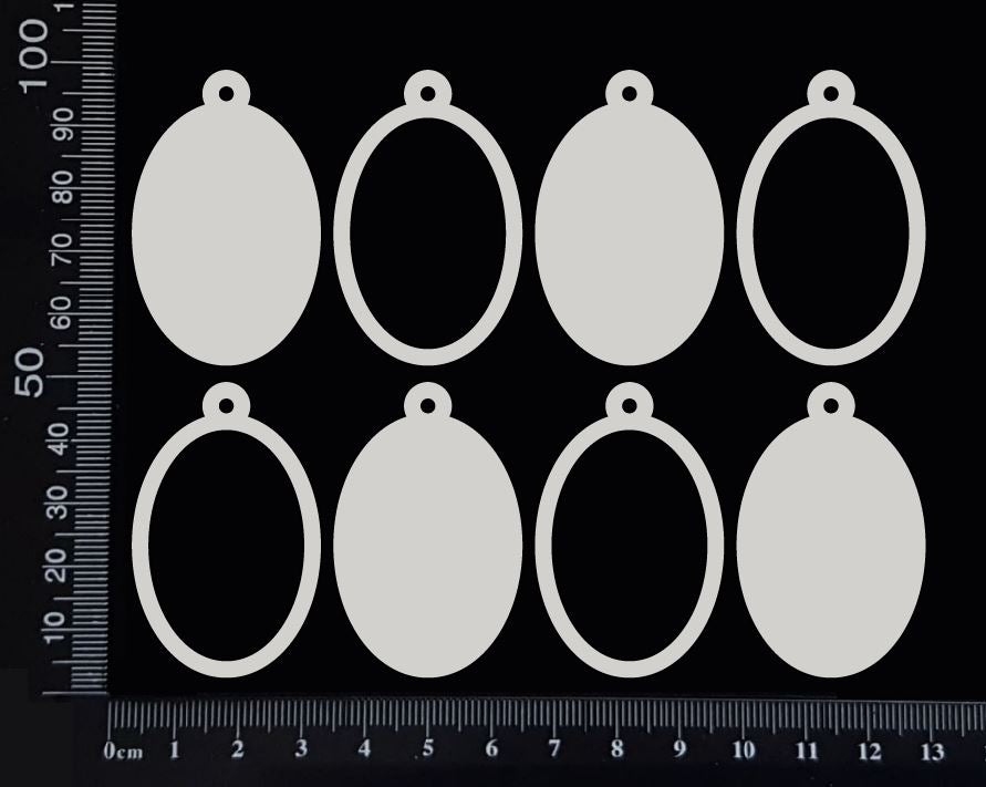 Oval Charms - White Chipboard