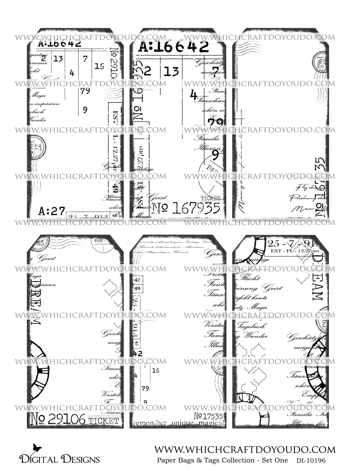 Paper Bags & Tags Collection - Set One - DI-10196 - Digital Download