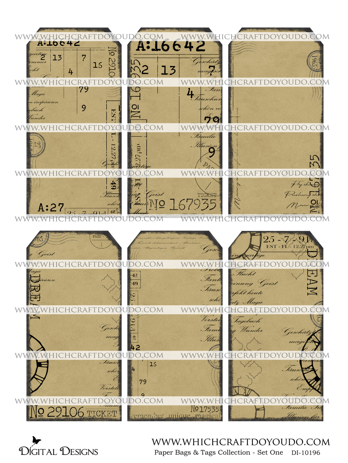 Paper Bags & Tags Collection - Set One - DI-10196 - Digital Download