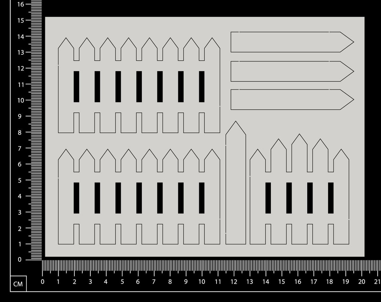 Picket Fence - Large - White Chipboard