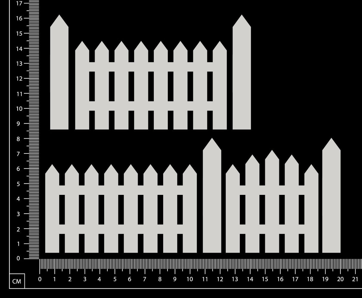 Picket Fence - Large - White Chipboard
