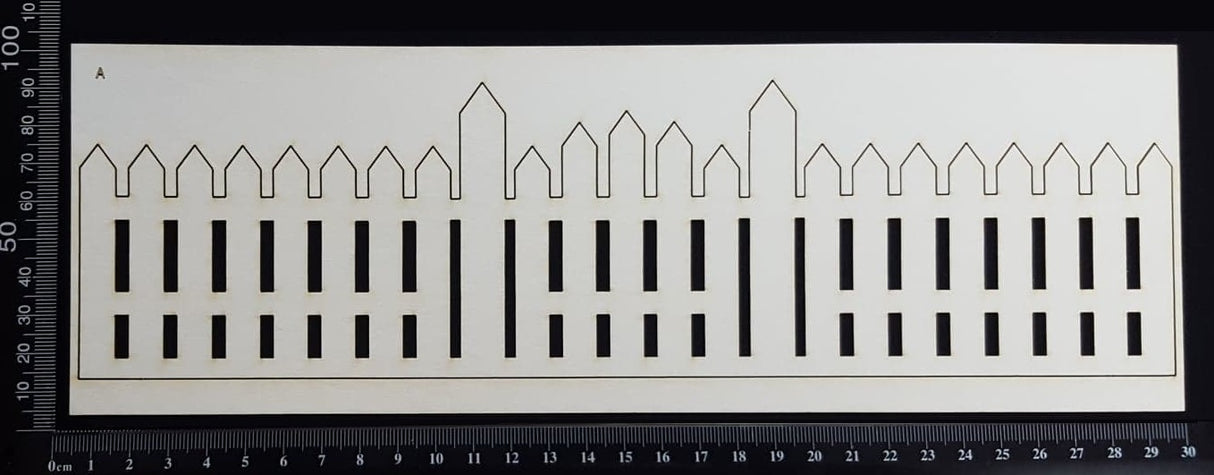Picket Fence Border - A - Large - White Chipboard