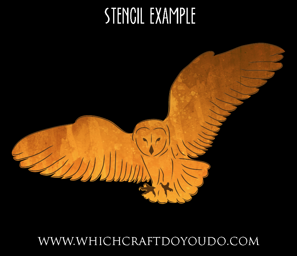 Detailed Flying Owl - Set of 3 pieces - Stencil - 200mm x 300mm