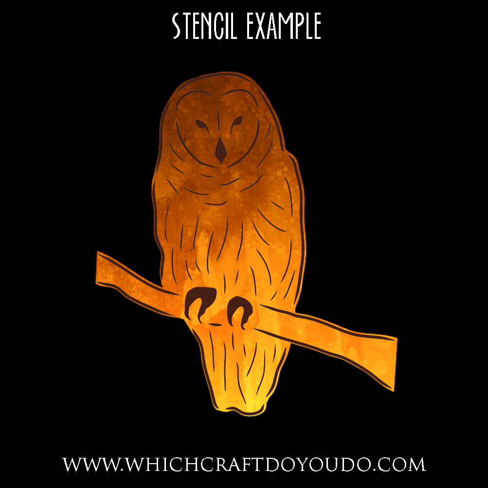 Detailed Sitting Owl - Set of 3 pieces - Stencil - 200mm x 300mm