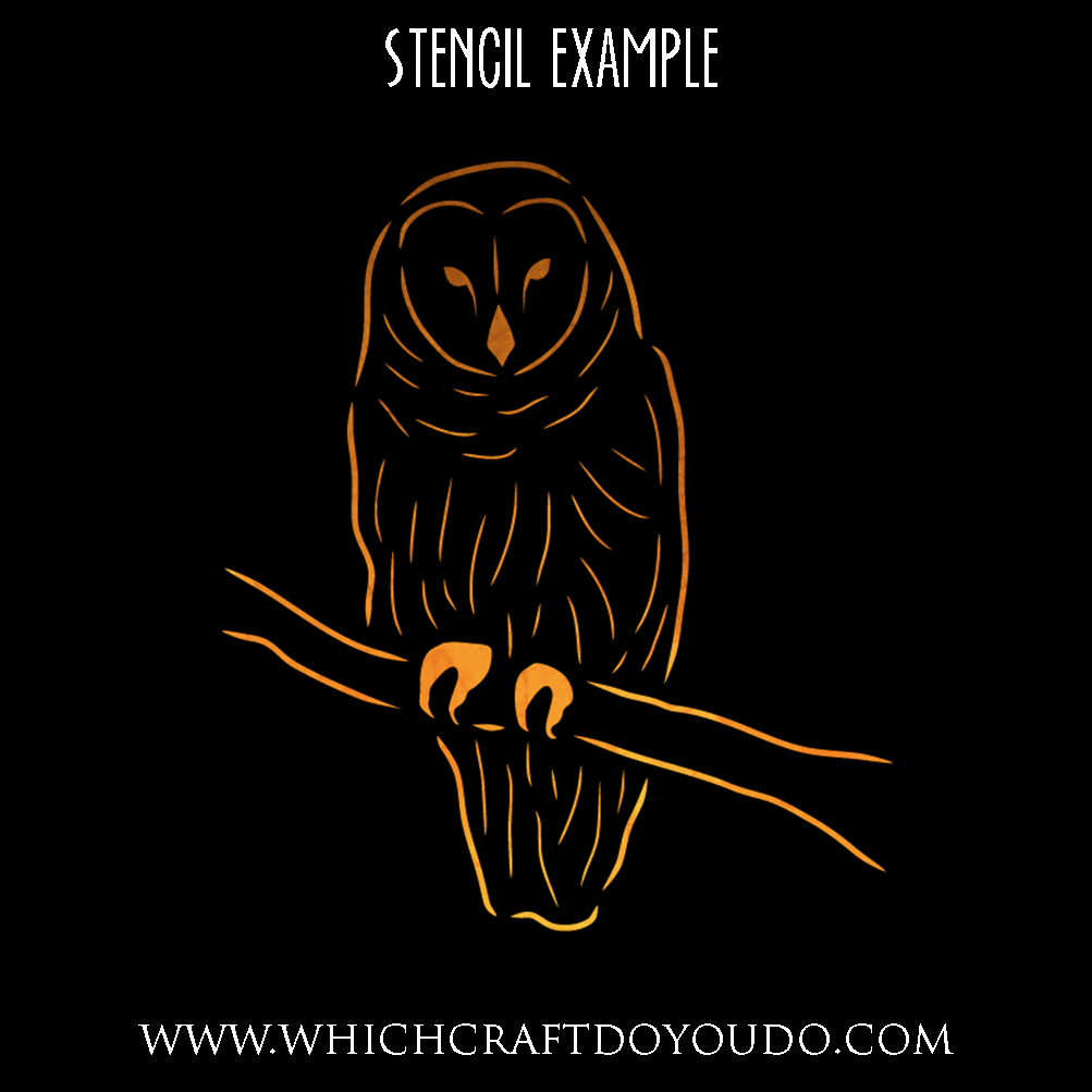 Detailed Sitting Owl - Stencil - 200mm x 300mm