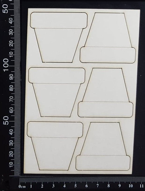 Plant Pots Set - B - Medium - White Chipboard