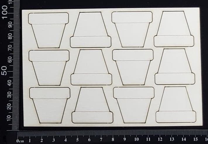 Plant Pots Set - C - Small - White Chipboard