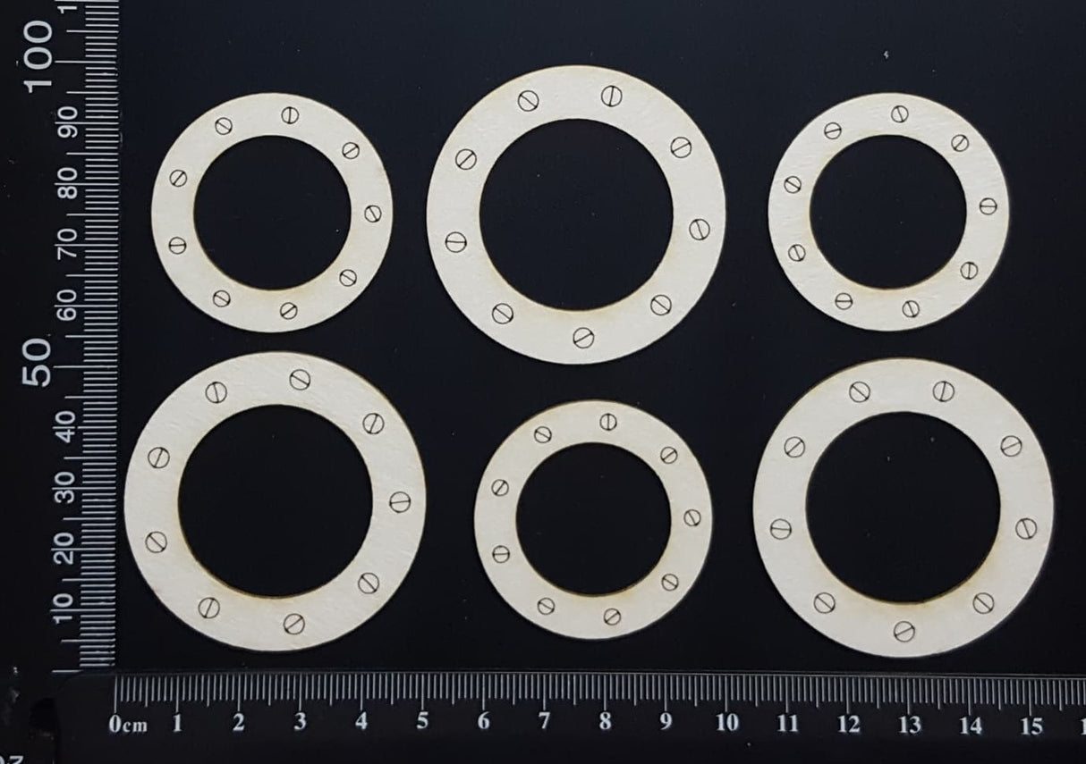 Portholes Set - White Chipboard