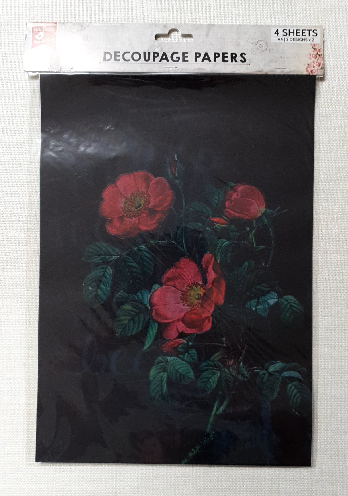 Decoupage Paper - A4 size - 4 sheets - (DP-1011) - Pretty Primrose / Be Happy