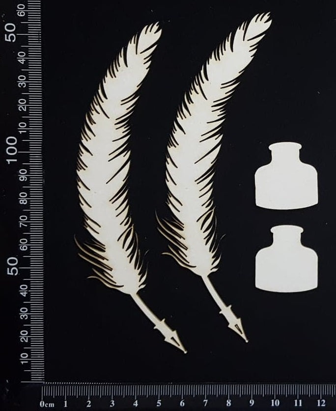 Quill and Ink Set - White Chipboard