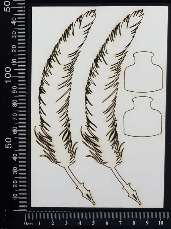 Quill and Ink Set - White Chipboard