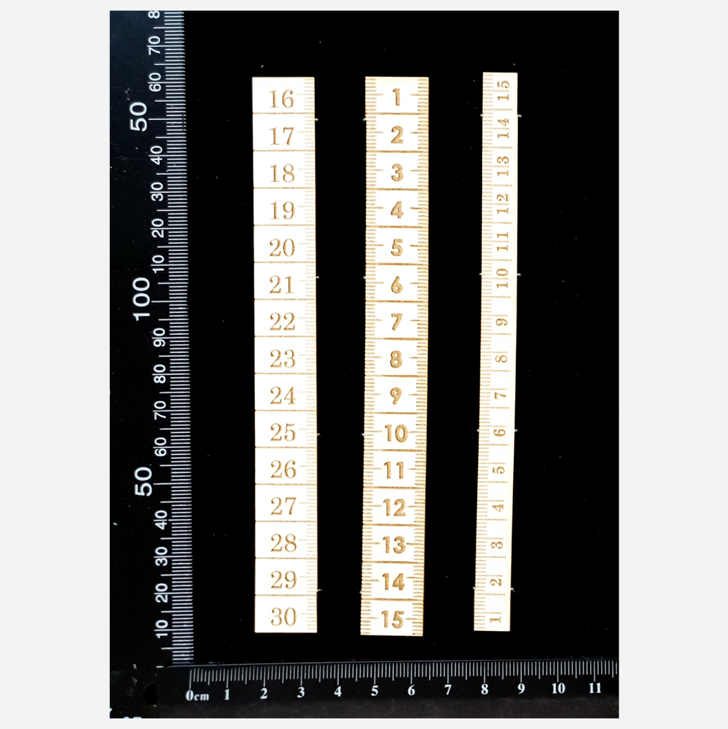 Laser Engraved Ruler Pieces - White Chipboard