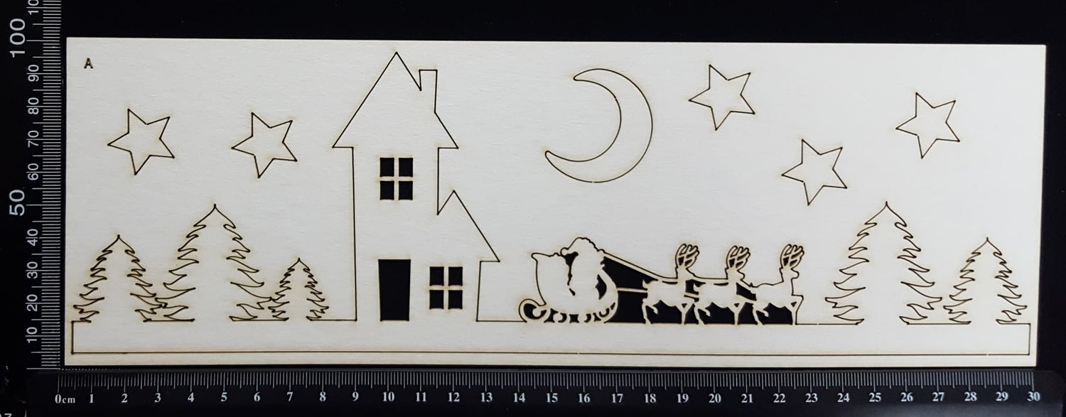 Santa's Sleigh Border - A - White Chipboard