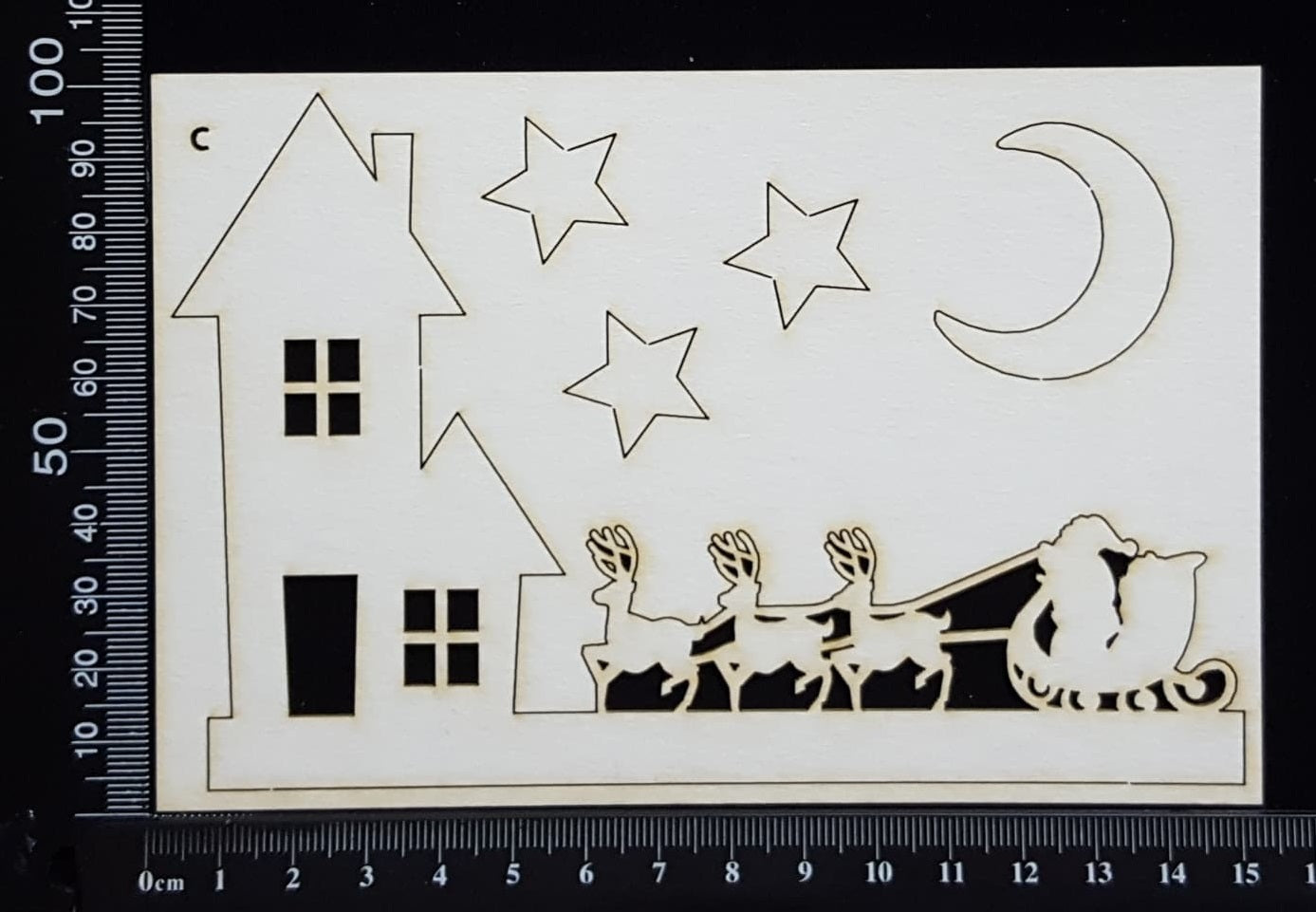 Santa's Sleigh Border - C - White Chipboard