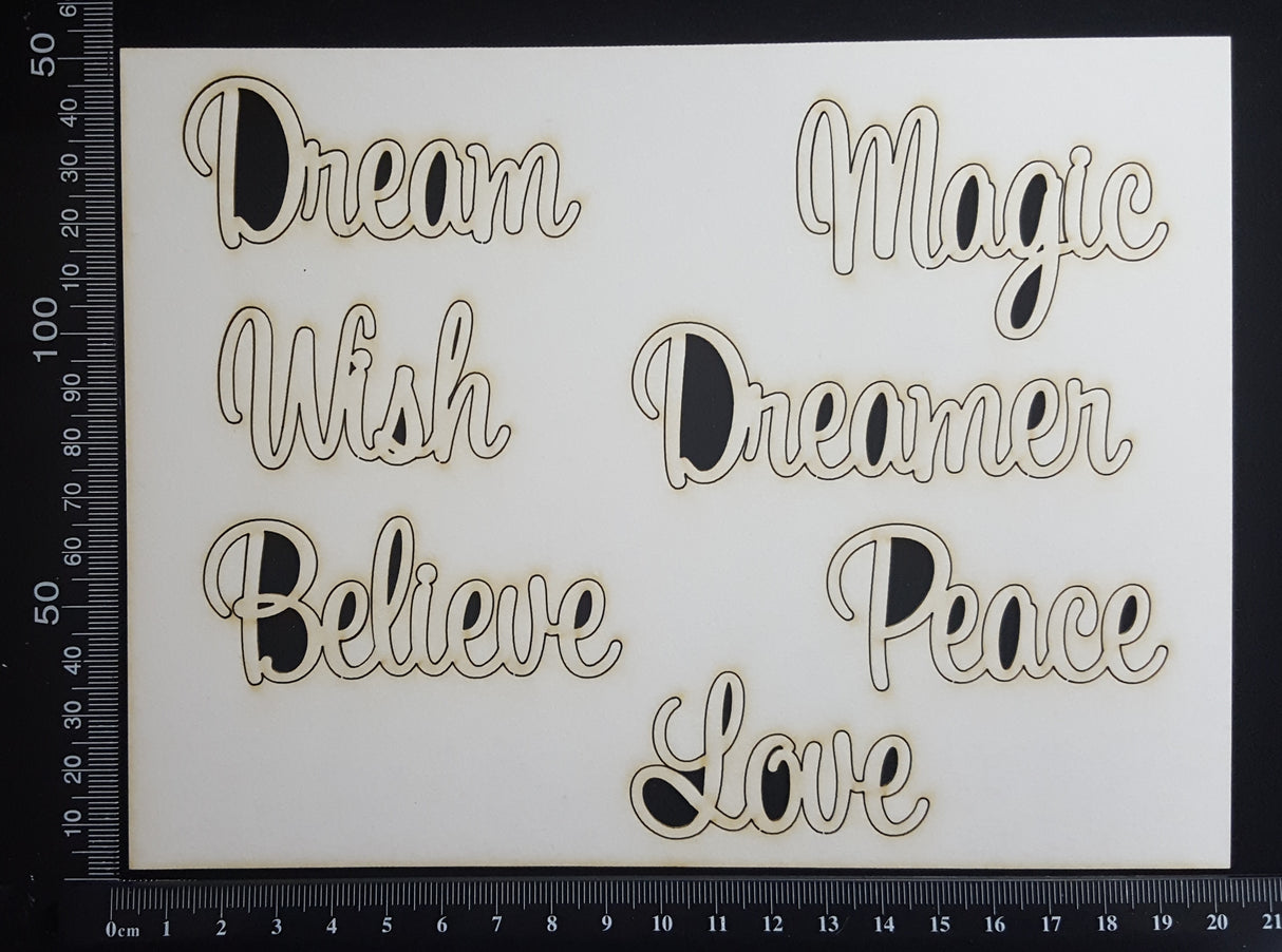 Sapphire Word Set - A - White Chipboard