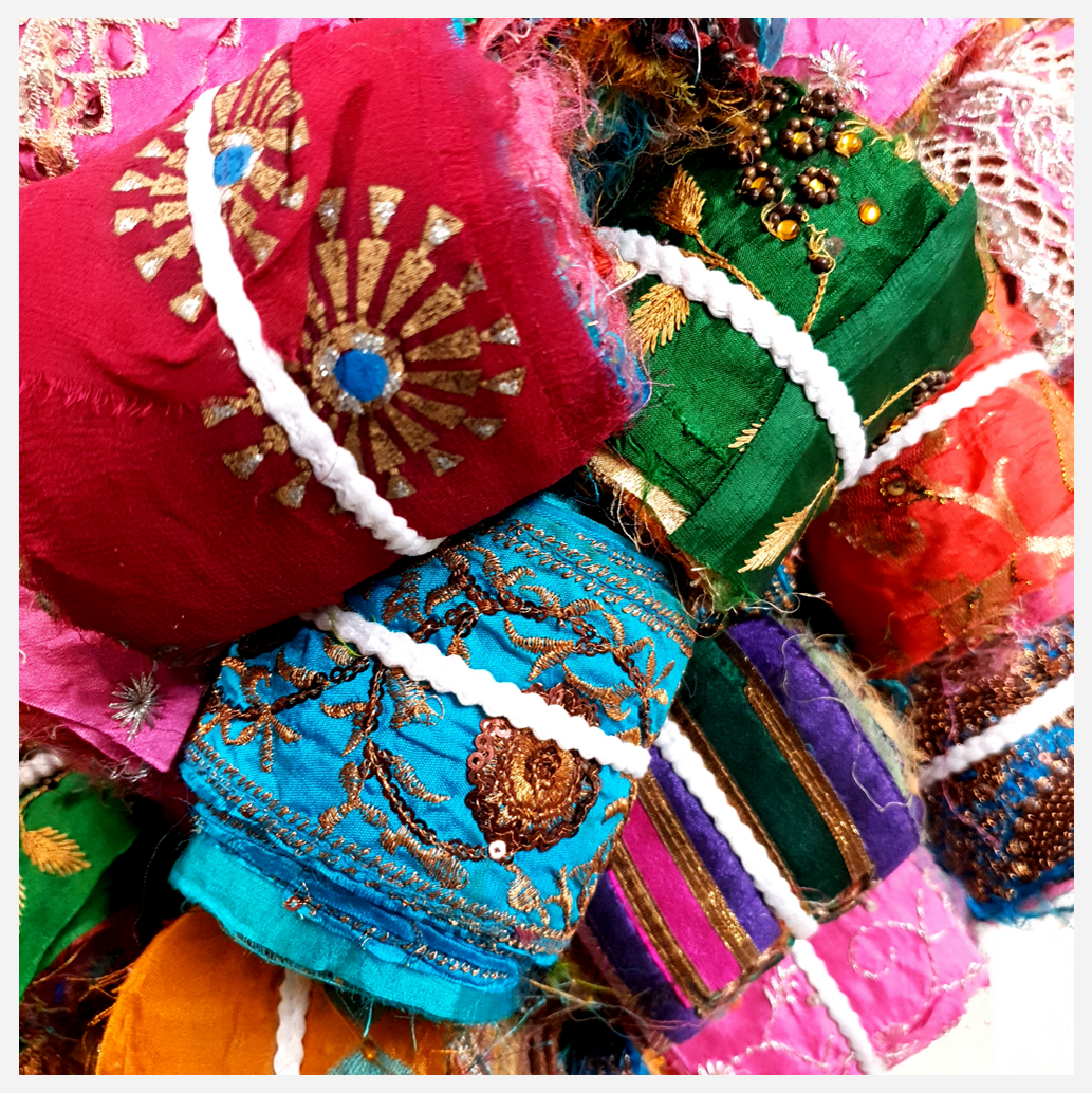 Reclaimed Sari Silk Ribbon - Embellished Rolls