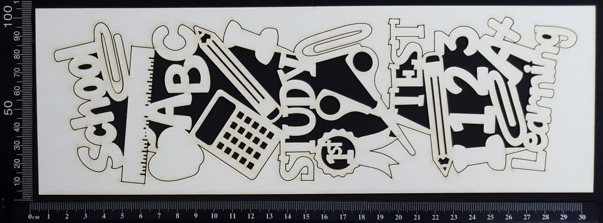 School Border - Large - White Chipboard