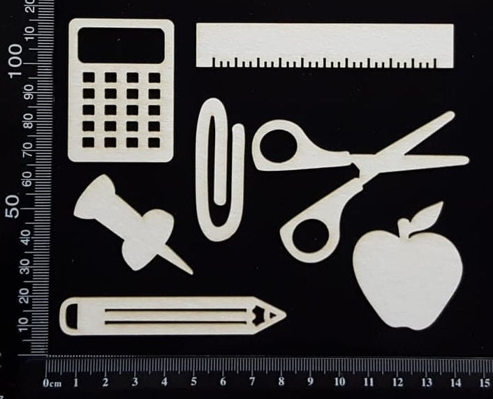 School Elements Set - G - White Chipboard