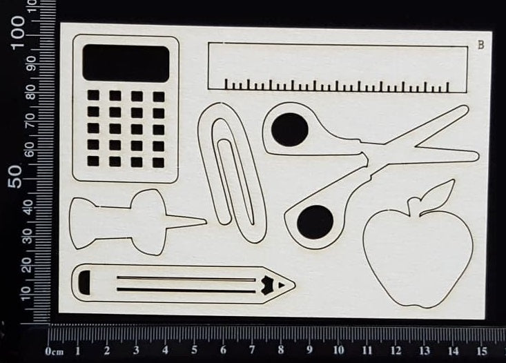 School Elements Set - G - White Chipboard