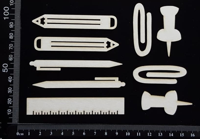 School Elements Set - H - White Chipboard