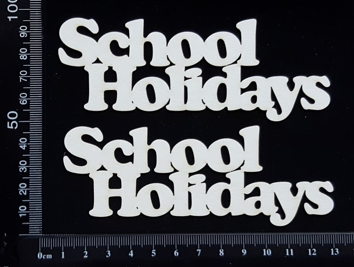 School Holidays - C - Small - Set of 2 - White Chipboard