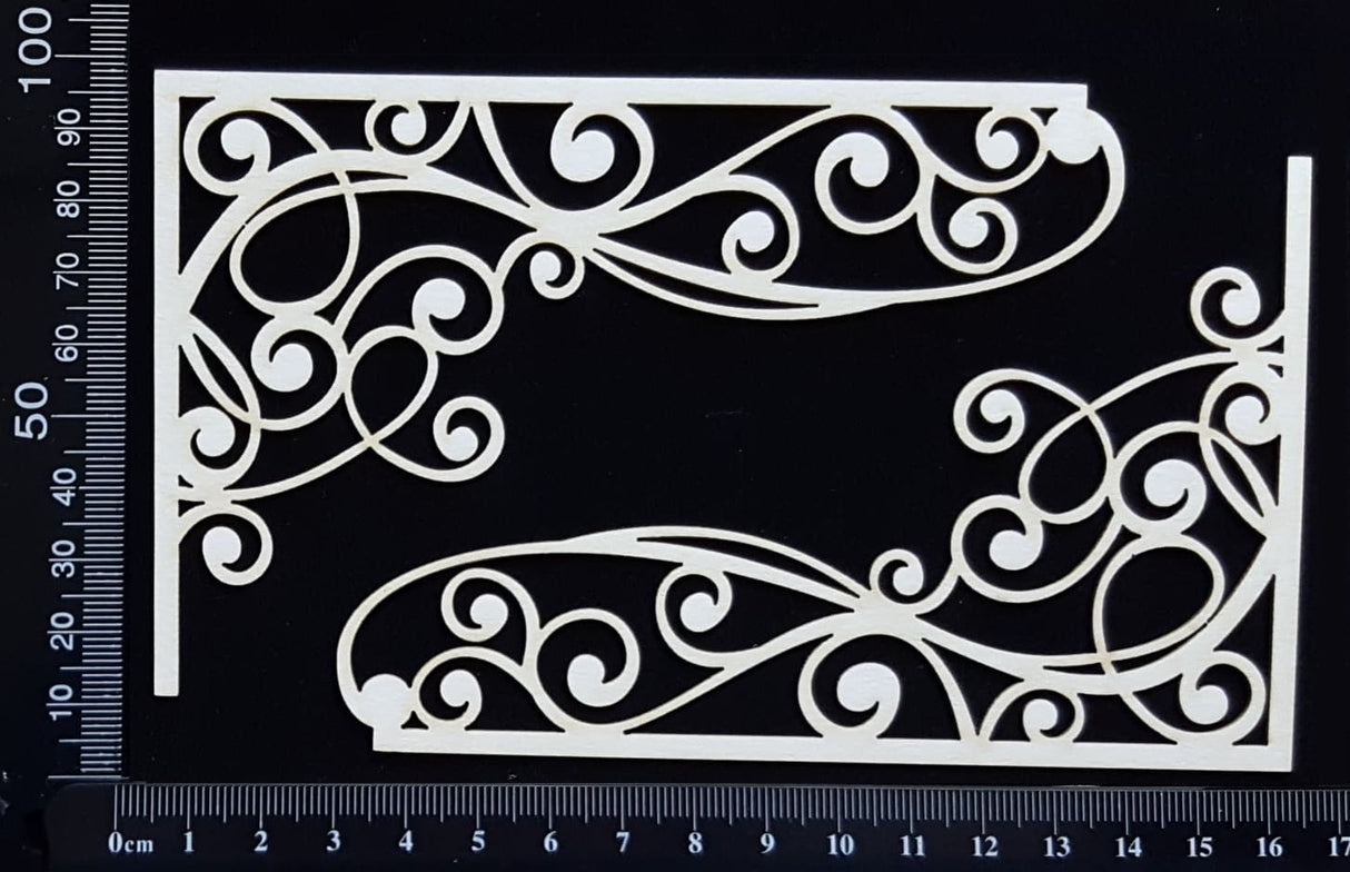 Scroll Flourish Corner - B - Small - White Chipboard
