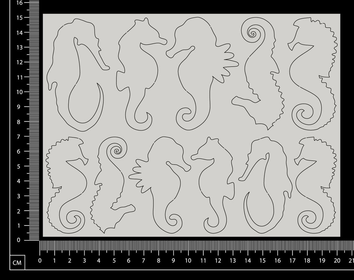 Seahorse Set - D - White Chipboard