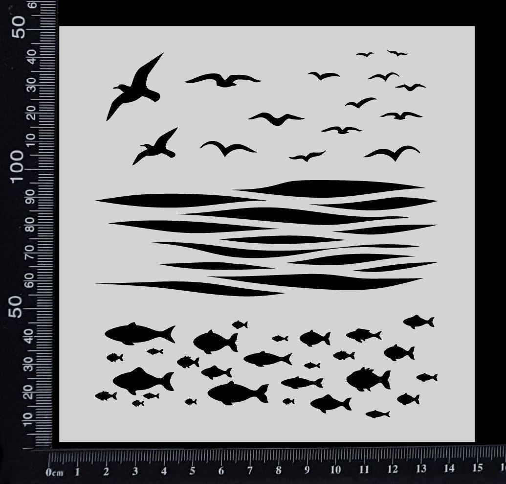 Seascape - Stencil - 150mm x 150mm