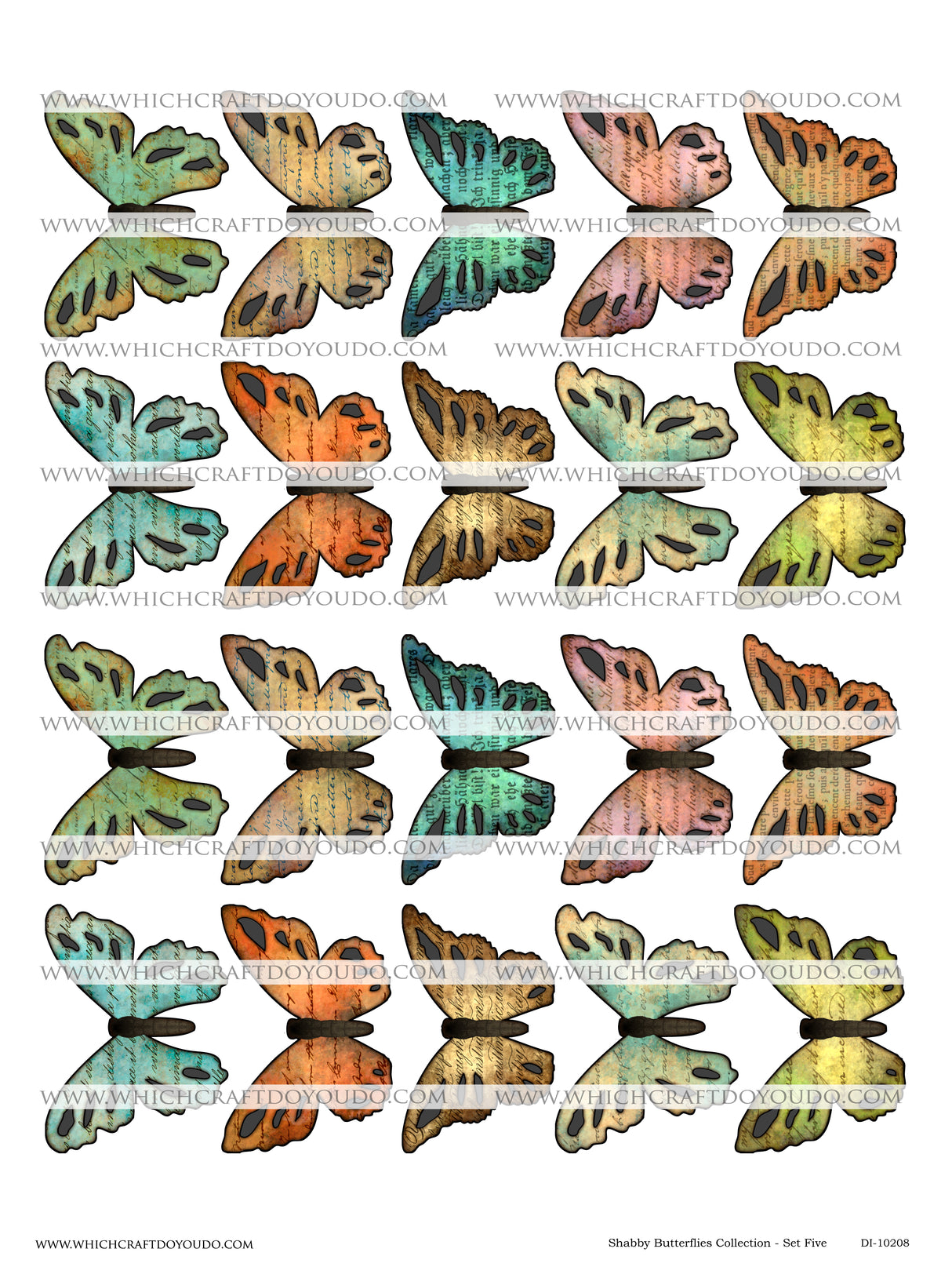 Shabby Butterflies Collection - Set Five - DI-10208 - Digital Download