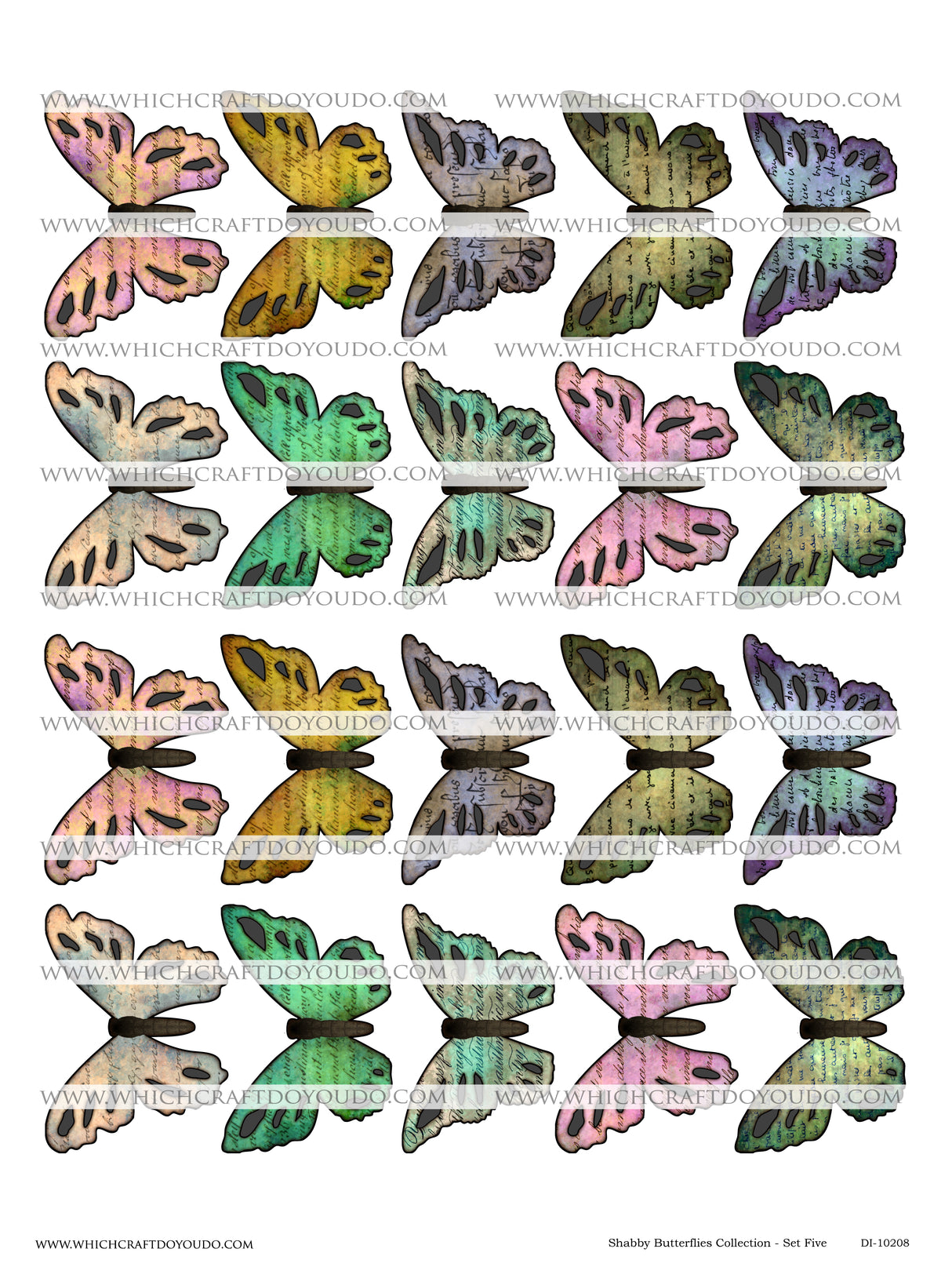 Shabby Butterflies Collection - Set Five - DI-10208 - Digital Download