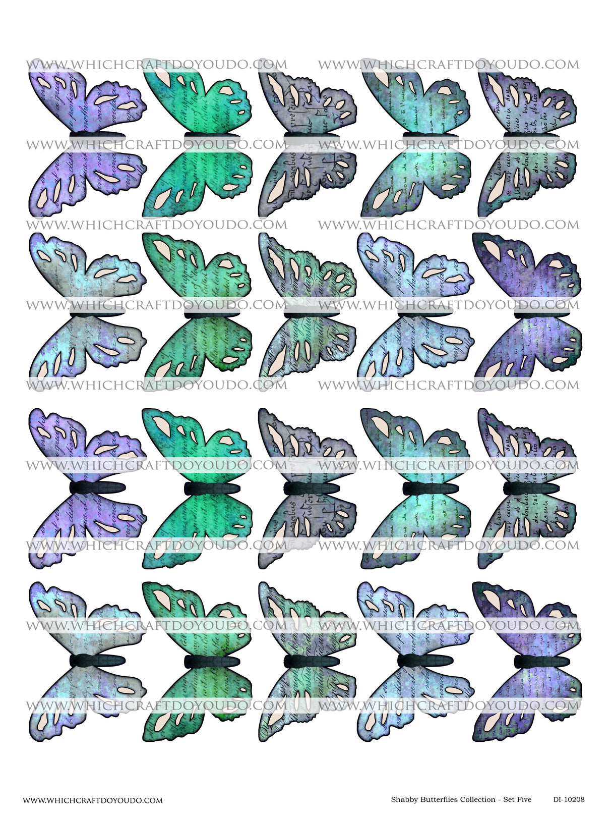 Shabby Butterflies Collection - Set Five - DI-10208 - Digital Download