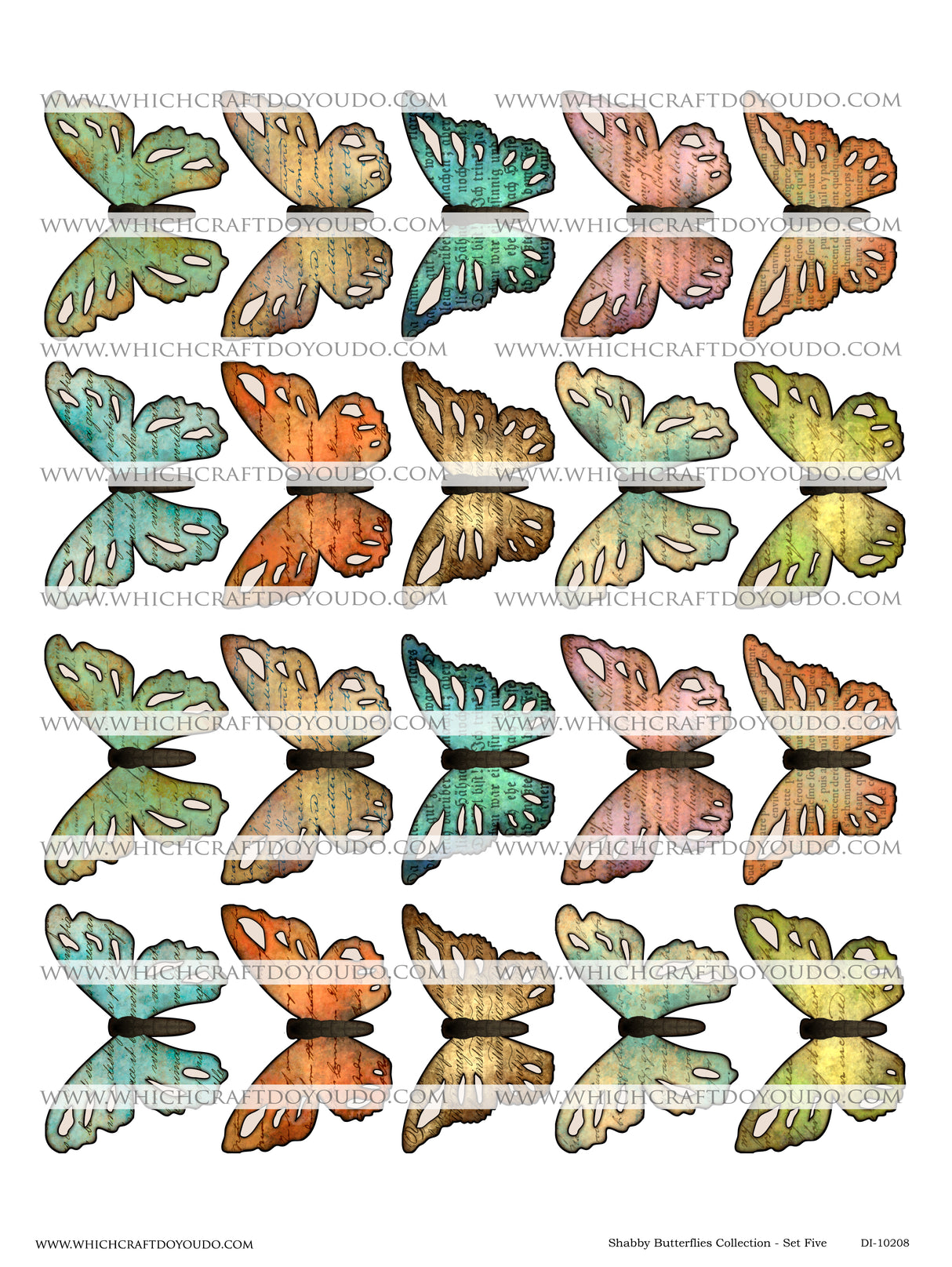 Shabby Butterflies Collection - Set Five - DI-10208 - Digital Download
