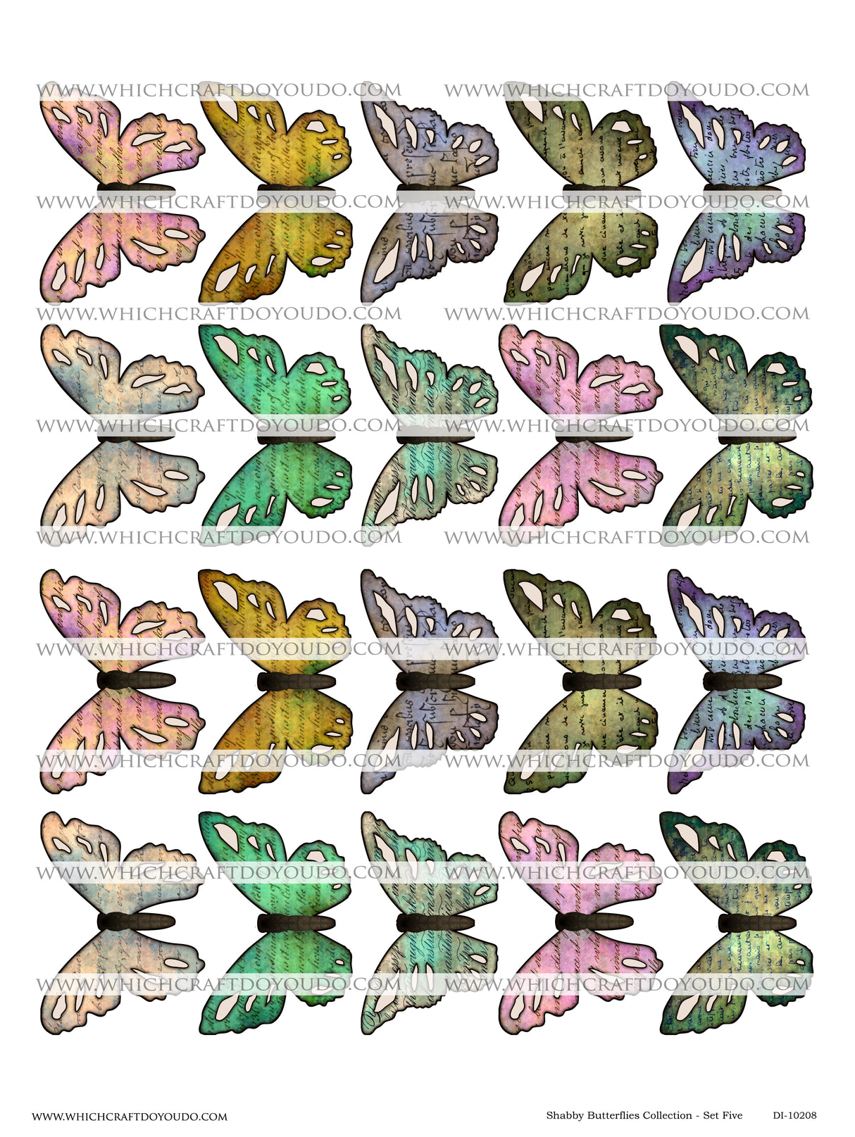 Shabby Butterflies Collection - Set Five - DI-10208 - Digital Download