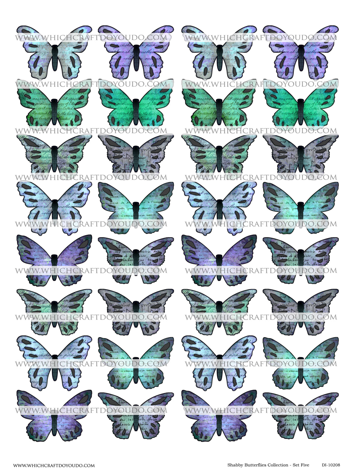 Shabby Butterflies Collection - Set Five - DI-10208 - Digital Download