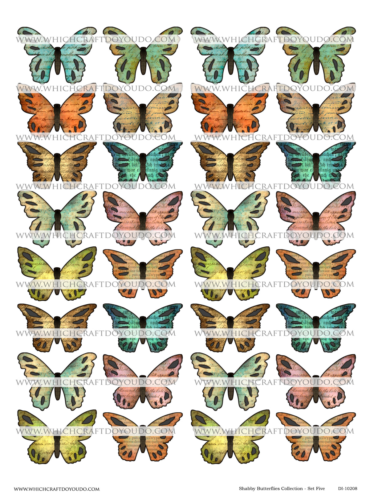 Shabby Butterflies Collection - Set Five - DI-10208 - Digital Download