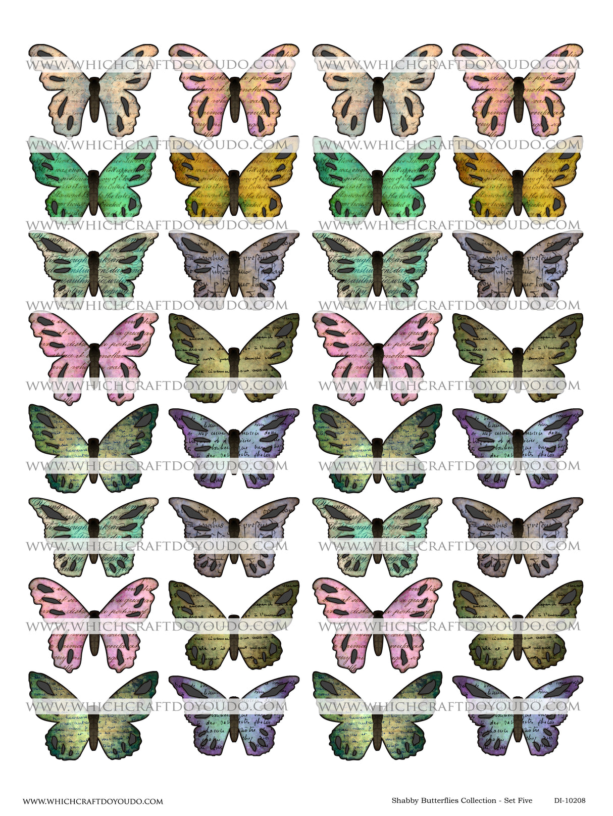 Shabby Butterflies Collection - Set Five - DI-10208 - Digital Download