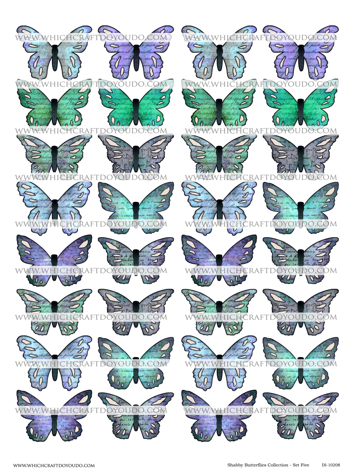 Shabby Butterflies Collection - Set Five - DI-10208 - Digital Download