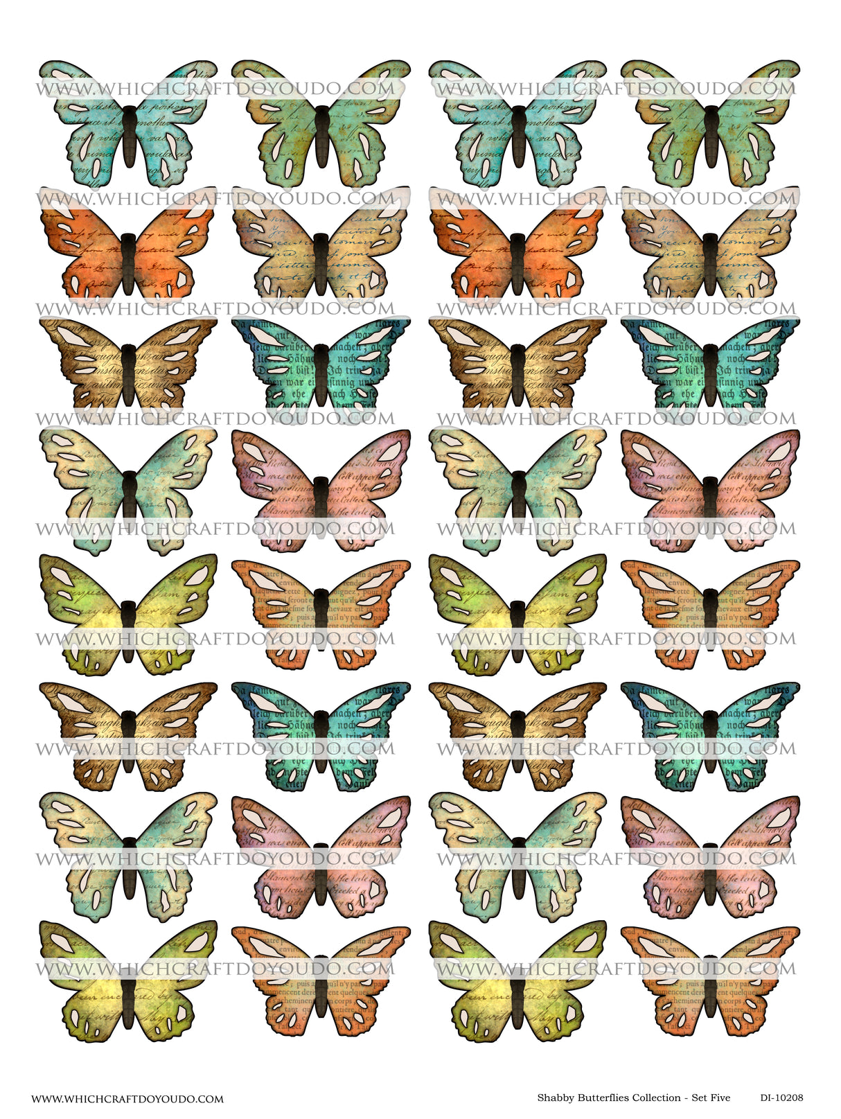 Shabby Butterflies Collection - Set Five - DI-10208 - Digital Download